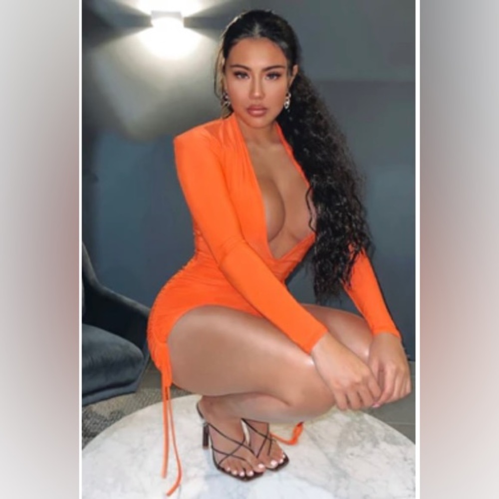 Deceiving Looks Ruched Romper - Orange